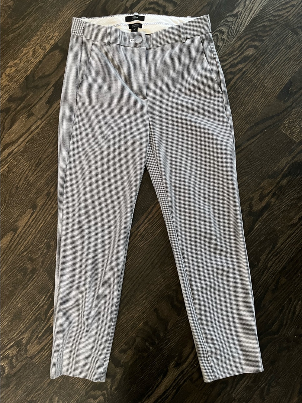 J. Crew Cameron Black White High Rise Houndstooth Cropped Pants Pockets Size 4P - Picture 2 of 10